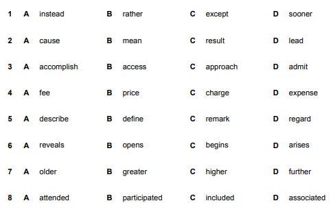 Example answers for Reading & Use of English Part 1