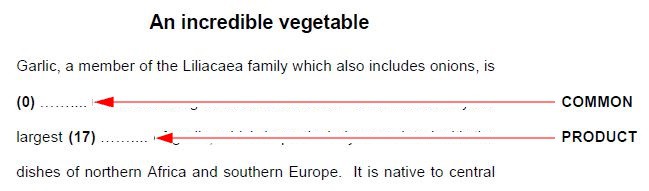 Example of where the key word needs to go in Reading & Use of English Part 3