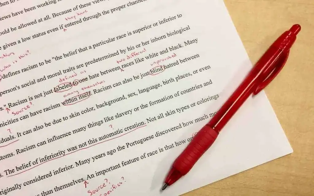 Image of a marked writing task