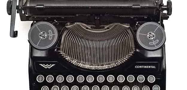 Typewriter with title: How to Write an Article - FCE