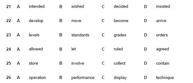 Example answers of PET Reading Part 5