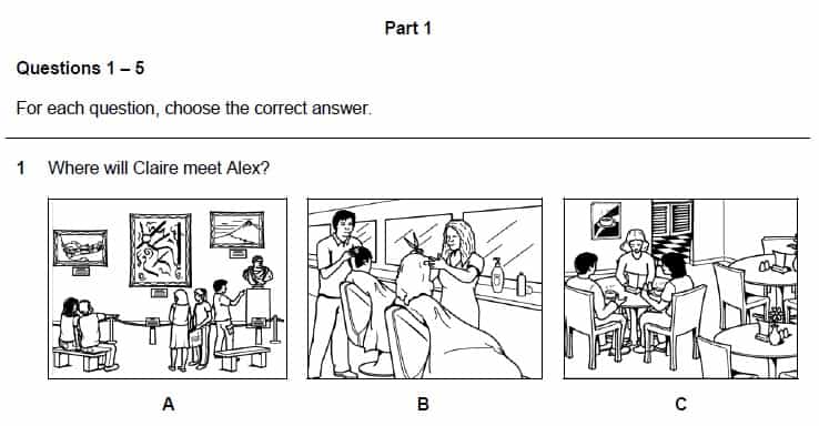 Cambridge A2 Key Listening Part 1