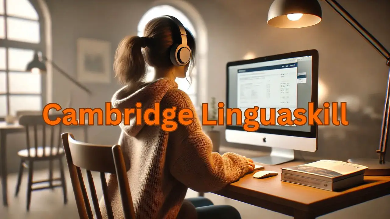 Student taking Cambridge Linguaskill exam