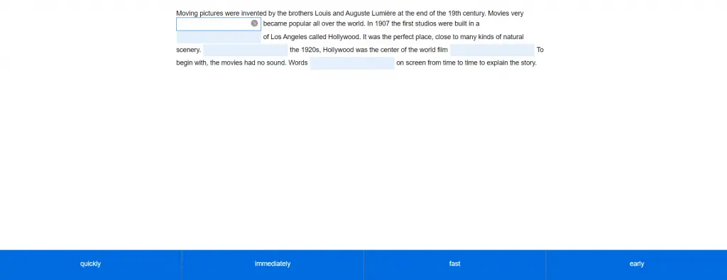 Linguaskill General - Reading - Multiple-choice gap-fill Example